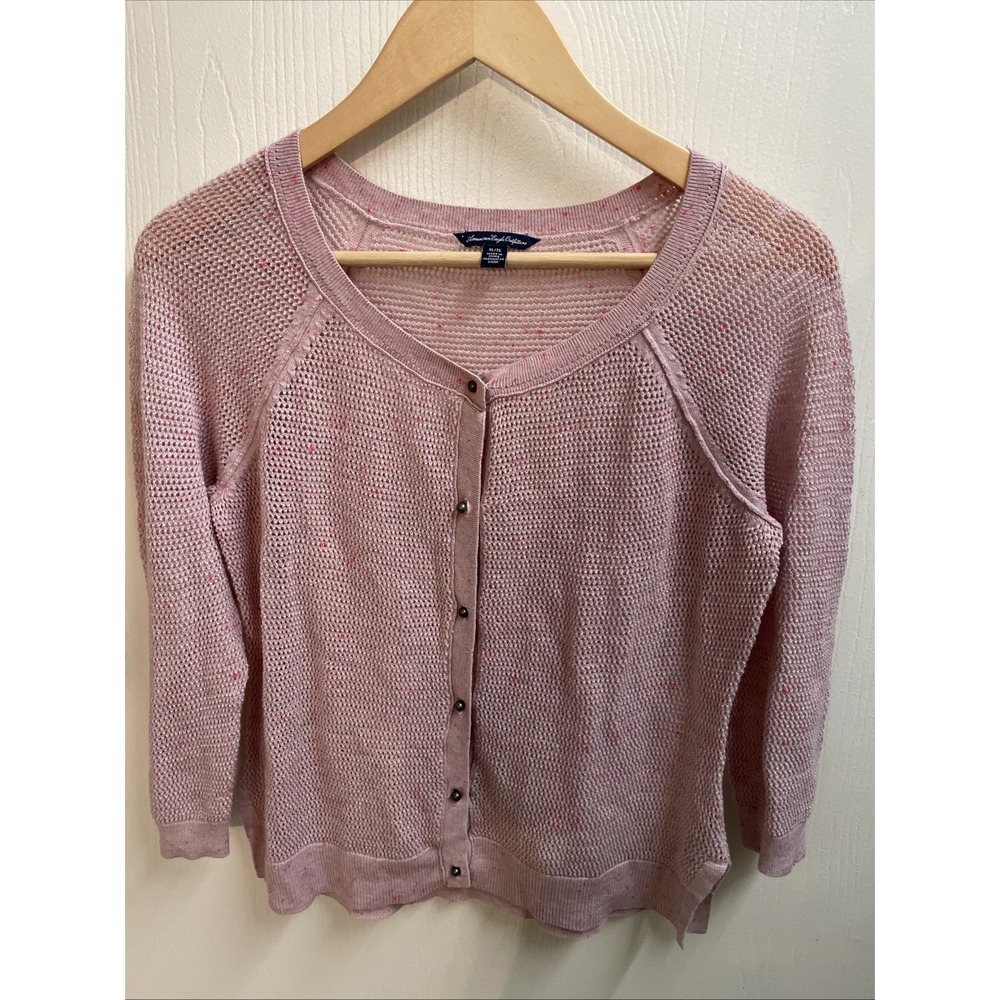 VTG American Eagle Y2K Open Knit Grandmacore Button Up Sweater W XL